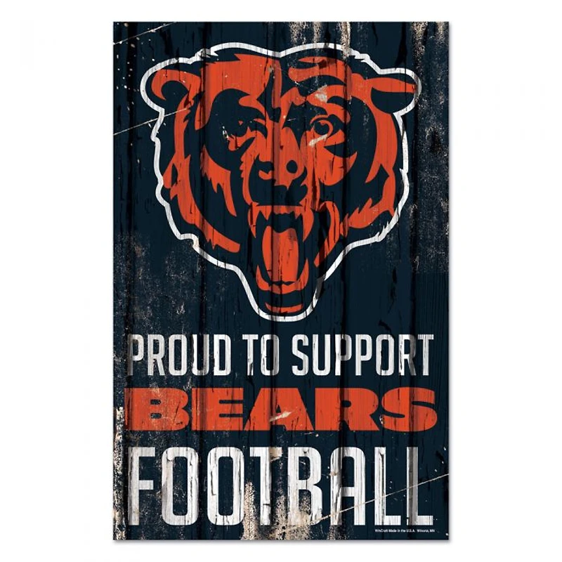 Chicago Bears Proud Wood Sign 11" x 17" 1/4" Thick