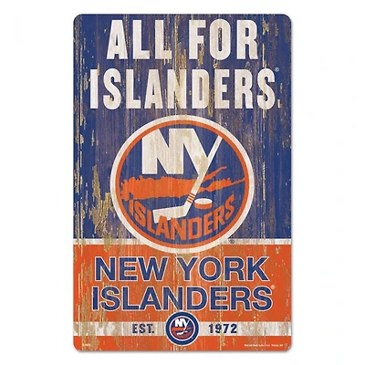 New York Islanders Slogan Wood Sign 11" x 17" 1/4" Thick