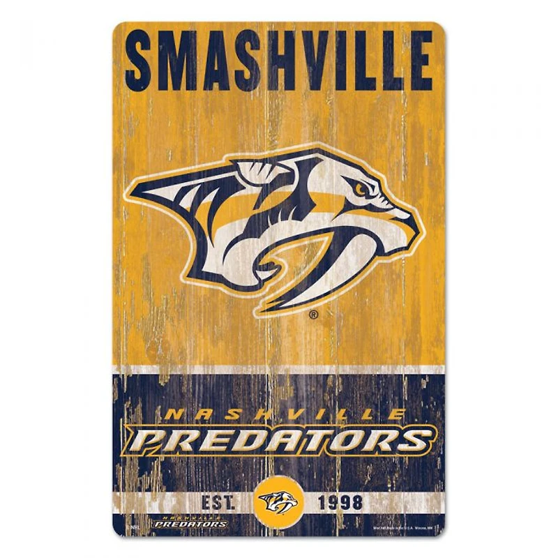 Nashville Predators Slogan Wood Sign 11" x 17" 1/4" Thick