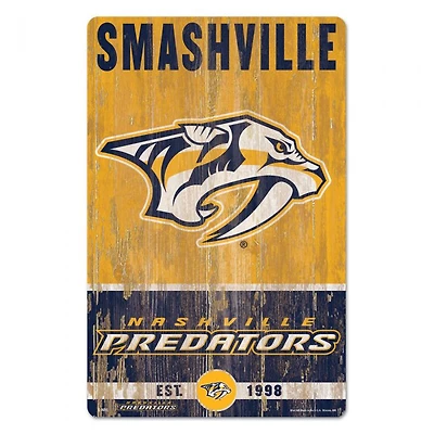 Nashville Predators Slogan Wood Sign 11" x 17" 1/4" Thick