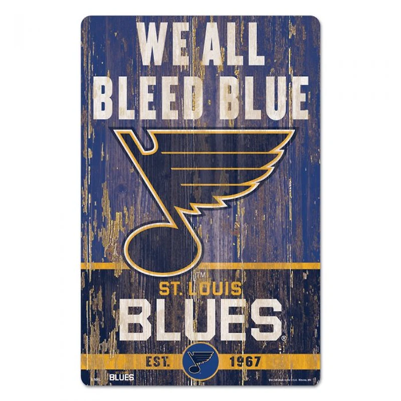 St. Louis Blues Slogan Wood Sign 11" x 17" 1/4" Thick