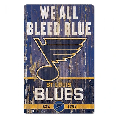 St. Louis Blues Slogan Wood Sign 11" x 17" 1/4" Thick