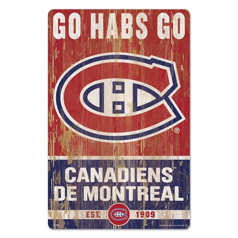 Montreal Canadiens Slogan Wood Sign 11" x 17" 1/4" Thick