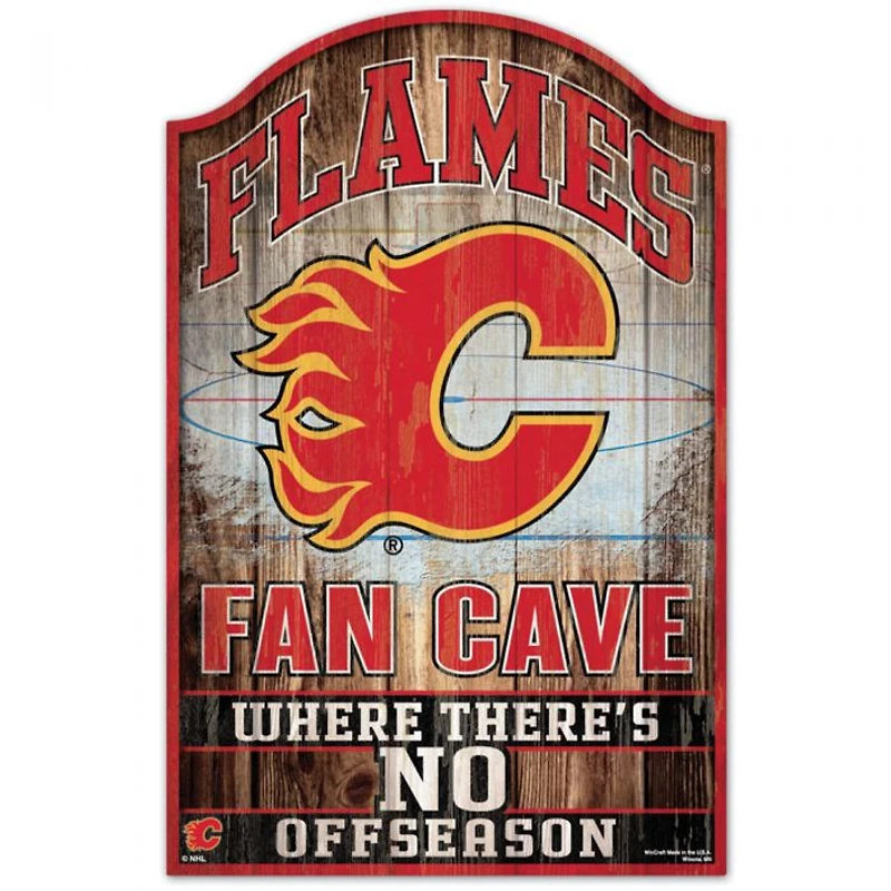 Calgary Flames Fan Cave Wood Sign 11" x 17" 1/4" Thick