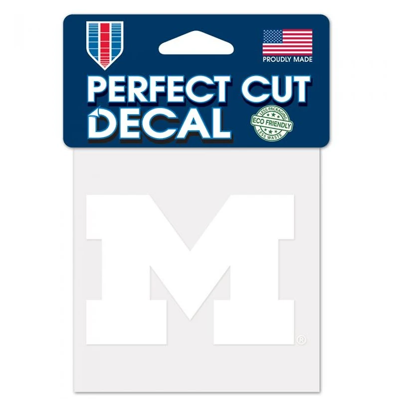 MICHIGAN WOLVERINES PERFECT CUT WHITE DECAL 4" X 4"