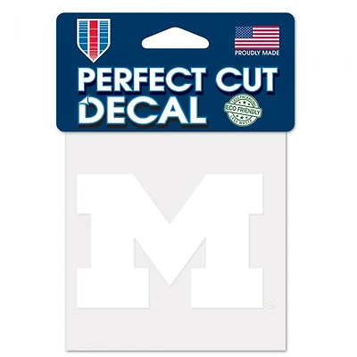 MICHIGAN WOLVERINES PERFECT CUT WHITE DECAL 4" X 4"