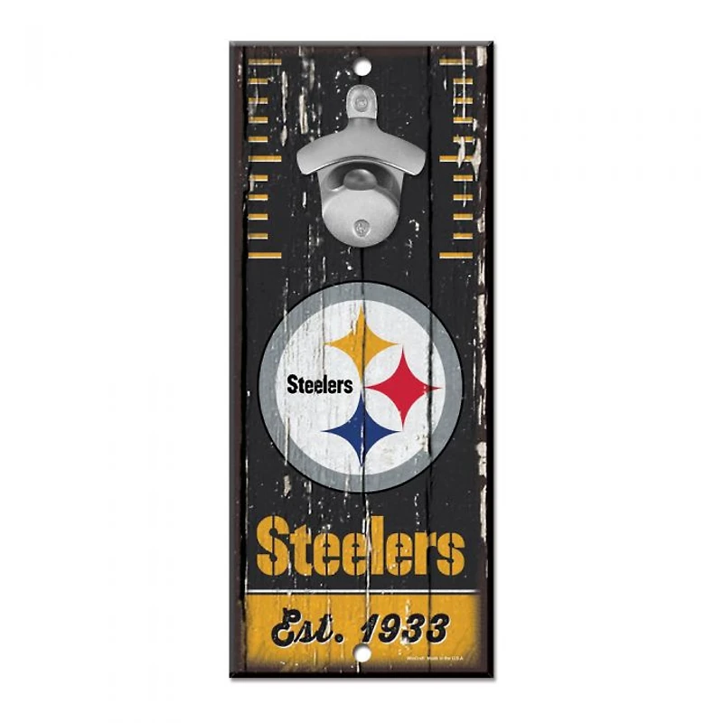 Pittsburgh Steelers Bottle Opener Sign 5" x 11"
