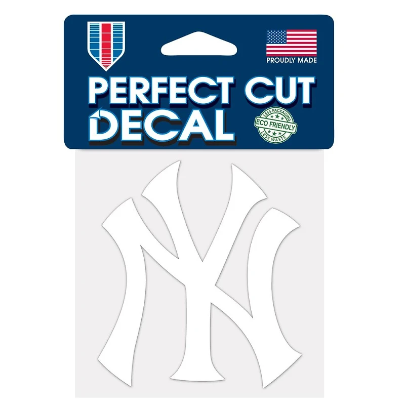 New York Yankees NY Perfect Cut White Decal 4" x 4"