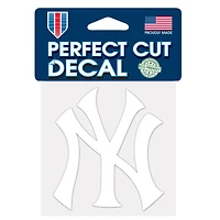 New York Yankees NY Perfect Cut White Decal 4" x 4"