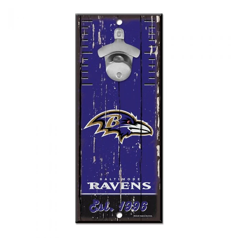 Baltimore Ravens Bottle Opener Sign 5" x 11"