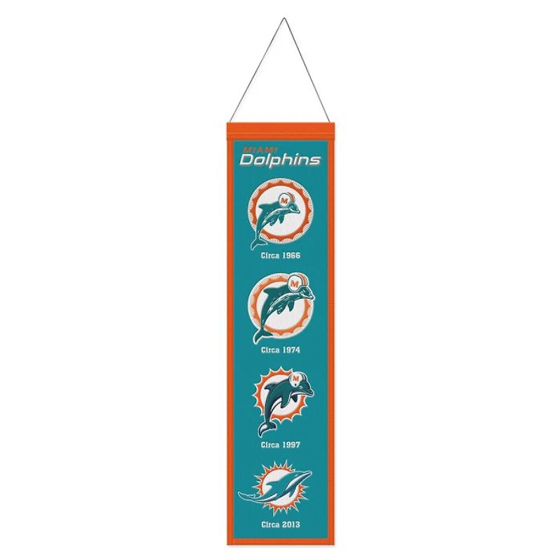 Miami Dolphins Evolution Wool Banner 8" x 32"
