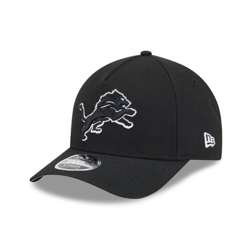 Detroit Lions Black on Black with White Outline 9Forty M-Crown A-Frame
