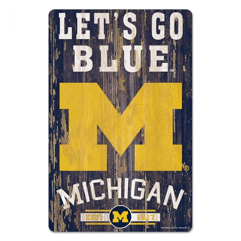 Michigan Wolverines Slogan Wood Sign 11" x 17" 1/4" Thick