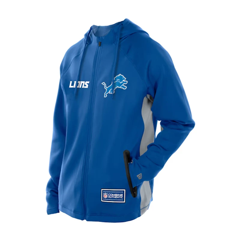 Detroit Lions Blue Combine Full Zip Hoodie