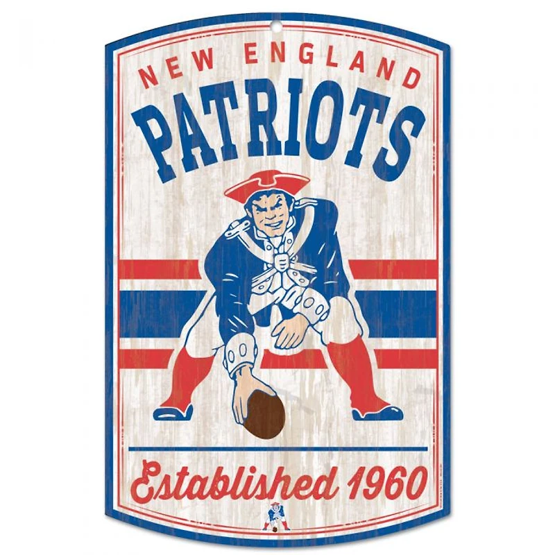 New England Patriots Classic Logo Retro Wood Sign 11" x 17" 1/4" Thick