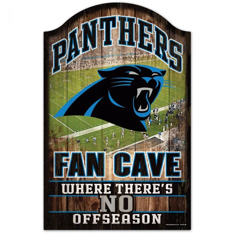 Carolina Panthers Fan Cave Wood Sign 11" x 17" 1/4" Thick