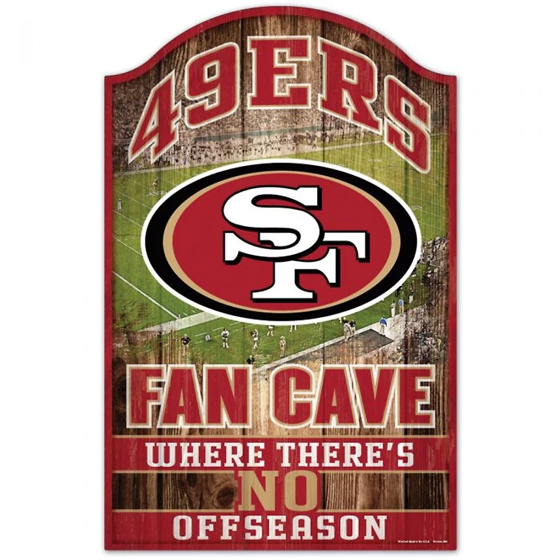 San Francisco 49ers Fan Cave Wood Sign 11" x 17" 1/4" Thick