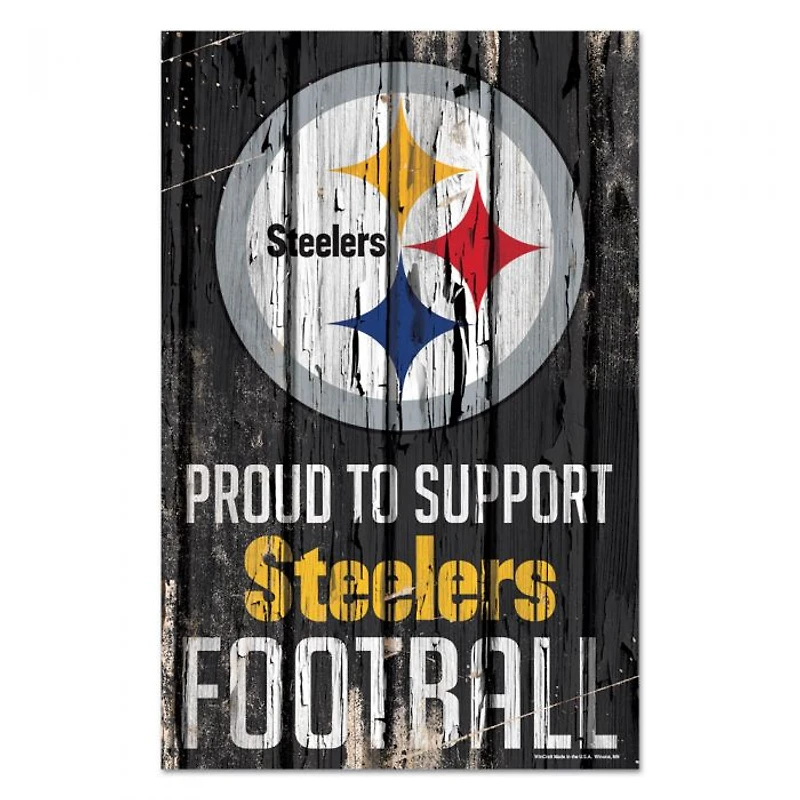 Pittsburgh Steelers Proud Wood Sign 11" x 17" 1/4" Thick