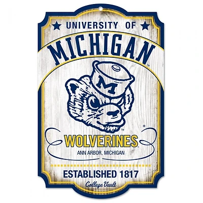 Michigan Wolverines College Vault Collection Wood Sign 11" x 17" 1/4" Thick