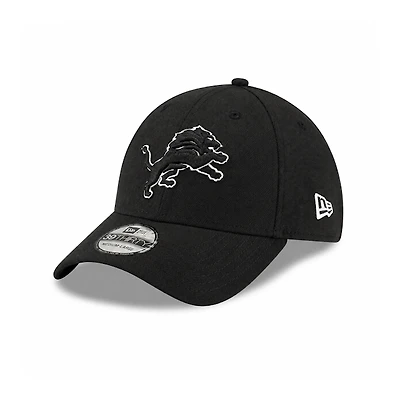 Detroit Lions Black & White New Era 39THIRTY Stretch Fit Hat