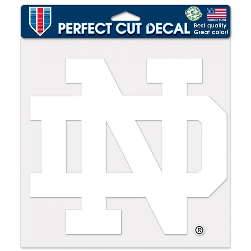 Notre Dame Fighting Irish ND Perfect Cut White Decal 8" x 8"