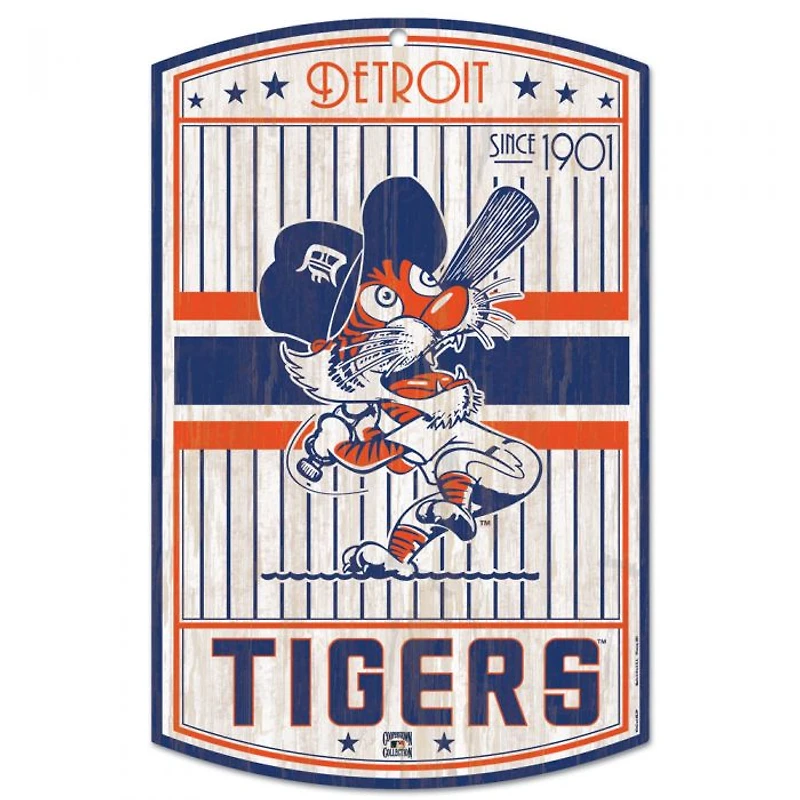 Detroit Tigers Cooperstown Wood Sign 11" x 17" 1/4" Thick