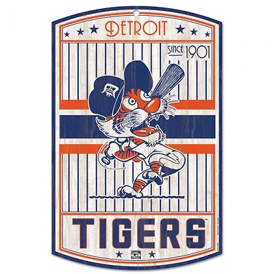 Detroit Tigers Cooperstown Wood Sign 11" x 17" 1/4" Thick