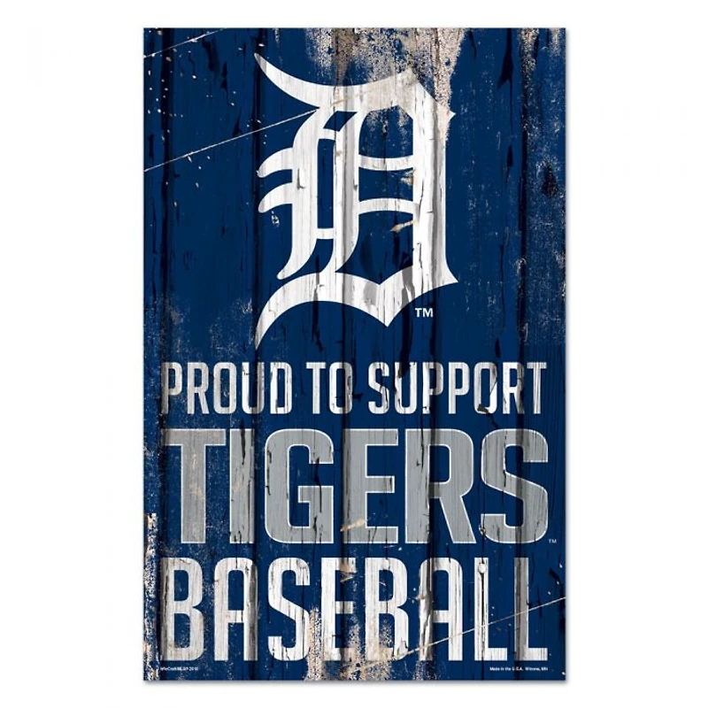 Detroit Tigers Proud Wood Sign 11" x 17" 1/4" Thick