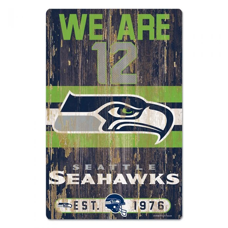 Seattle Seahawks Slogan Wood Sign 11" x 17" 1/4" Thick