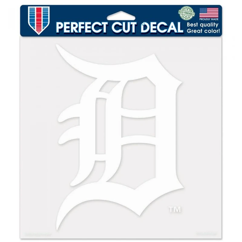Detroit Tigers Perfect Cut White Decal 8" x 8"