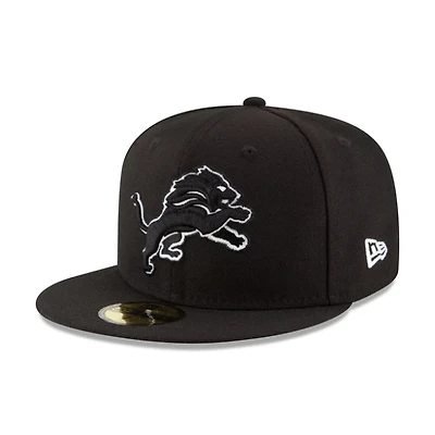 Men's New Era Black Detroit Lions Tonal Logo 59FIFTY Fitted Hat