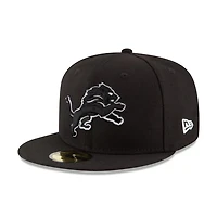 Men's New Era Black Detroit Lions Tonal Logo 59FIFTY Fitted Hat