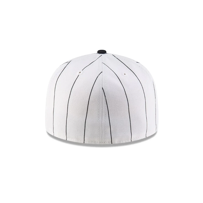 Kansas City Monarchs White Pinstripe and Navy Throwback 1924 Logo 59Fifty