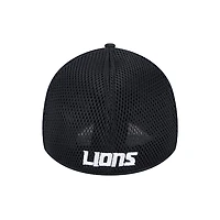 Detroit Lions Black on with White Outline Evergreen Neo 39Thirty