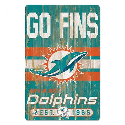 Miami Dolphins Slogan Wood Sign 11" x 17" 1/4" Thick