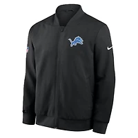 Detroit Lions Nike Powerful Blocking Full Zip Bomber Jacket - Black