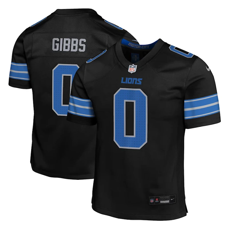 Jahmyr Gibbs Youth Nike Carbon Black Player Jersey