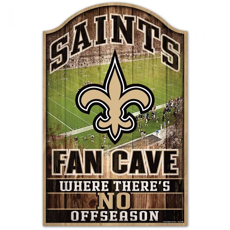 New Orleans Saints Fan Cave Wood Sign 11" x 17" 1/4" Thick