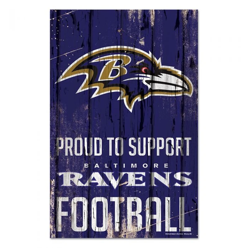 Baltimore Ravens Proud Wood Sign 11" x 17" 1/4" Thick
