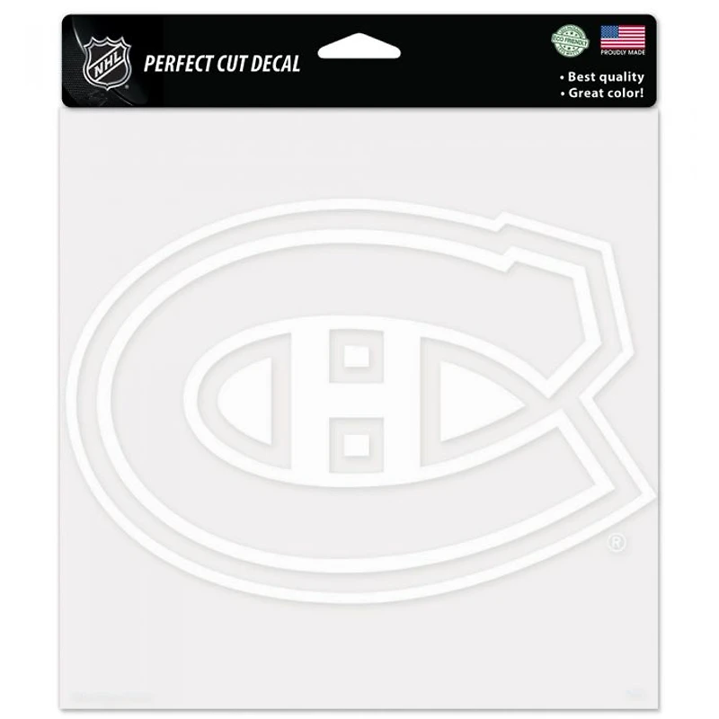 Montreal Canadiens Perfect Cut White Decal 8" x 8"