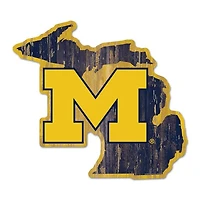 Michigan Wolverines State Shape Wood Sign 14" x 14" 1/4" Thick