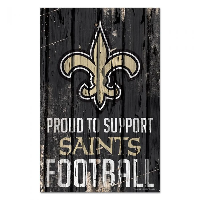 New Orleans Saints Proud Wood Sign 11" x 17" 1/4" Thick