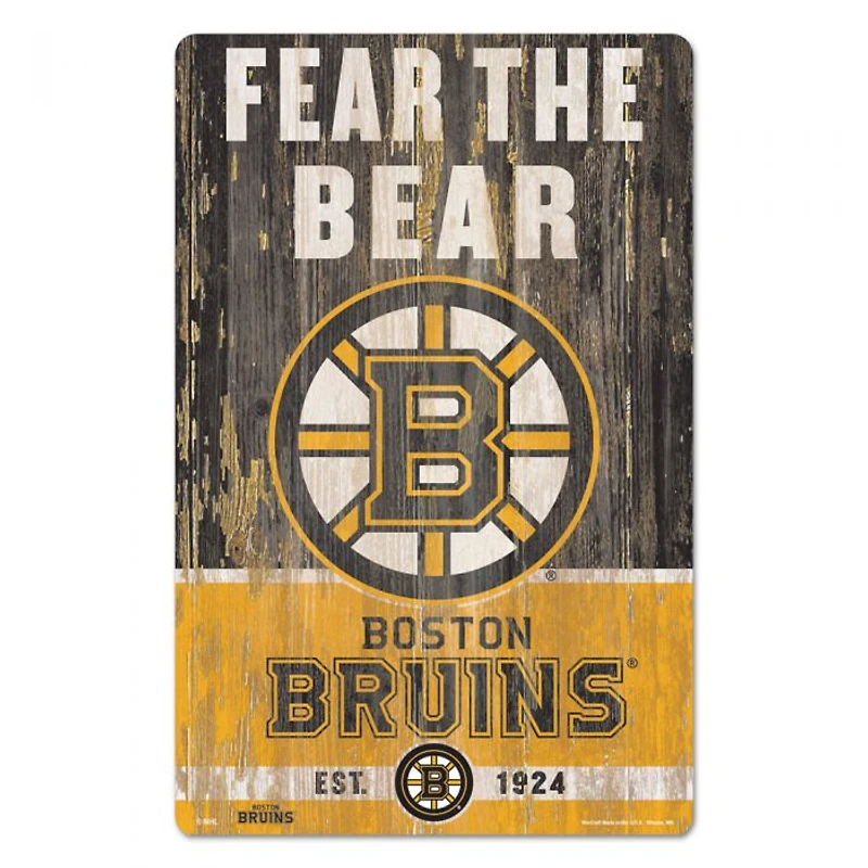 Boston Bruins Slogan Wood Sign 11" x 17" 1/4" Thick