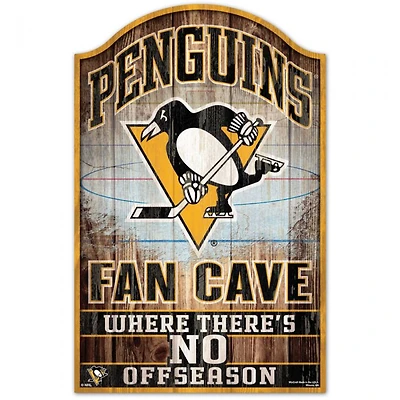 Pittsburgh Penguins Fan Cave Wood Sign 11" x 17" 1/4" Thick