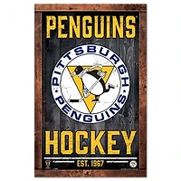 Pittsburgh Penguins Frame Wood Sign 11" x 17" 1/4" Thick