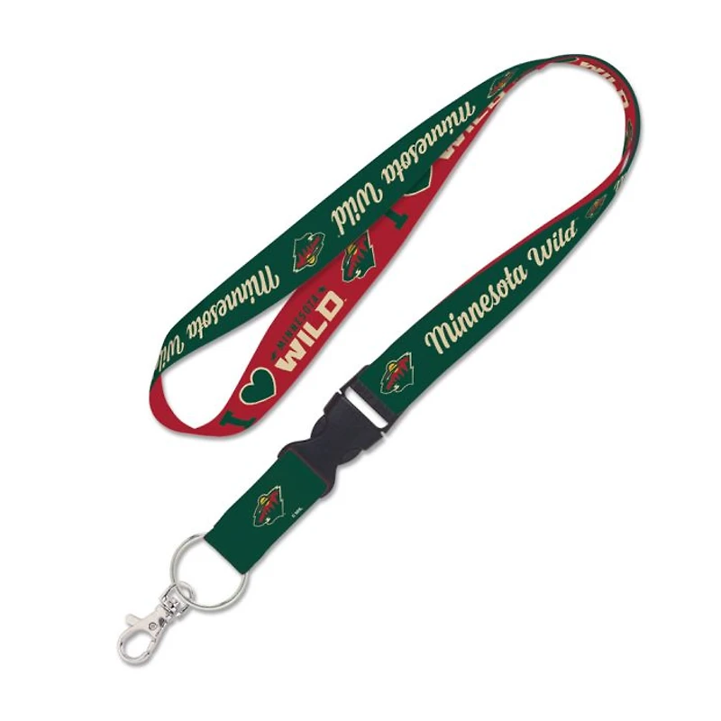 Minnesota Wild I Heart Lanyard With Detachable Buckle 1"