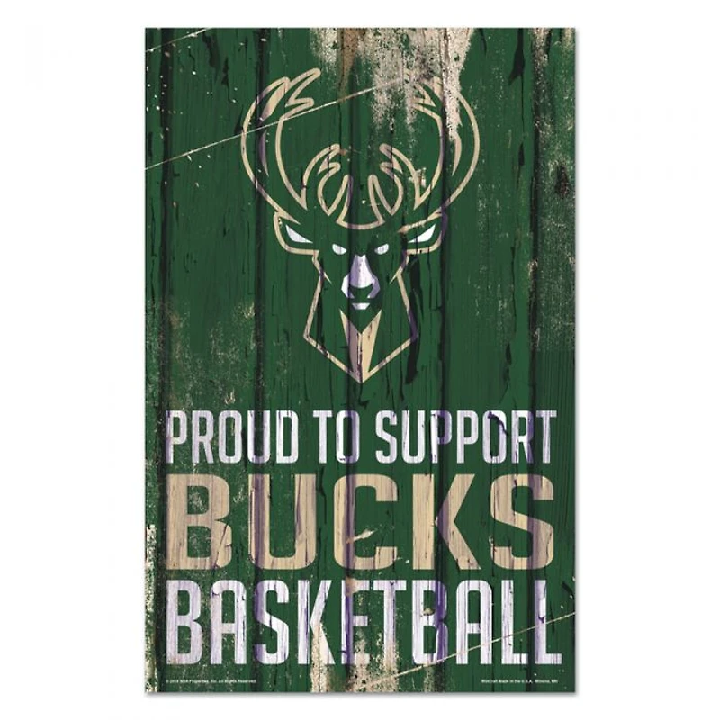 Milwaukee Bucks Proud Wood Sign 11" x 17" 1/4" Thick