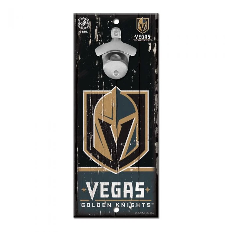 Vegas Golden Knights Bottle Opener Sign 5" x 11"
