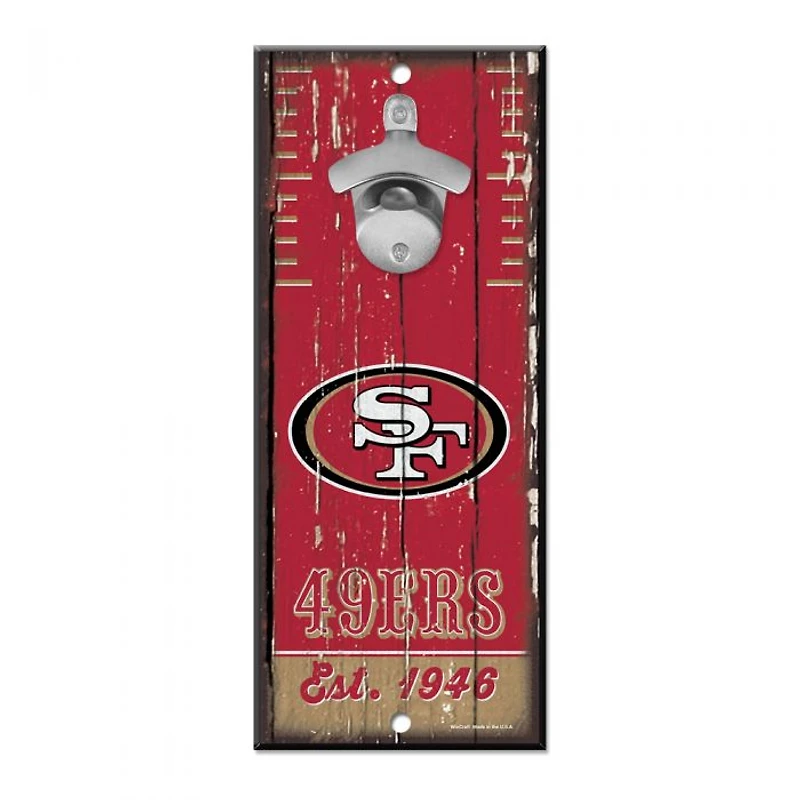 San Francisco 49ers Bottle Opener Sign 5" x 11"