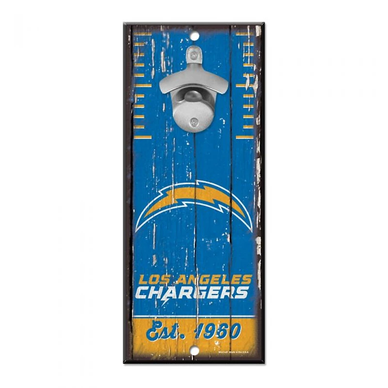 Los Angeles Chargers Bottle Opener Sign 5" x 11"